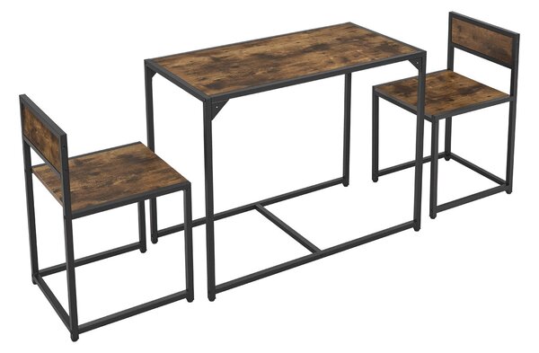 Súprava kuchynského stola so stolom a 2 stoličkami - antický vzhľad dreva