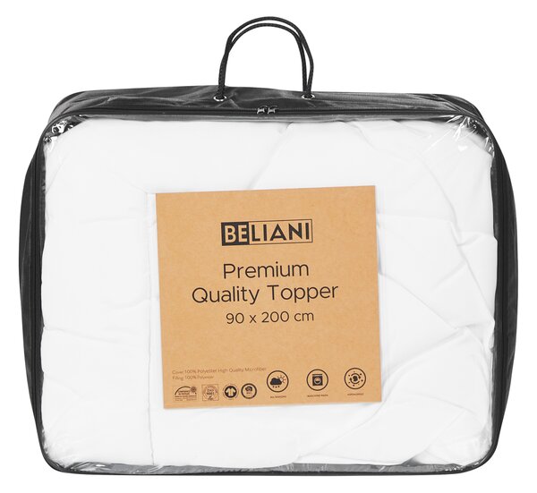 Ochranná podložka na matrac z mikrovlákna biela 90 x 200 cm vrchný topper hrúbka 4 cm