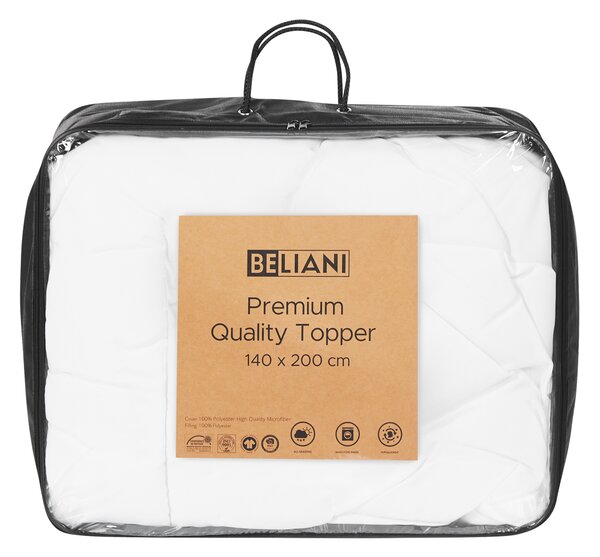 Ochranná podložka na matrac z mikrovlákna biela 140 x 200 cm vrchný topper hrúbka 4 cm