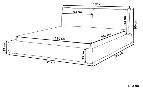 Posteľ béžová polyester látkové čalúnenie 180 x 200 cm lamelový rošt hrubé čalúnené čelo postele moderný štýl spálňa