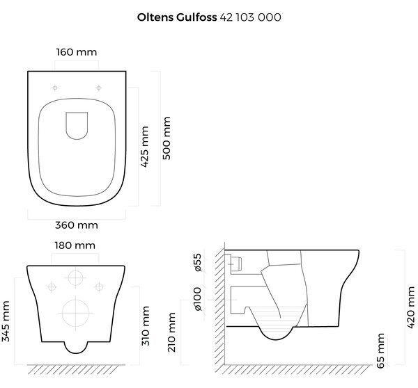 Oltens Gulfoss wc misa závesná so splachovacím kruhom biela 42103000