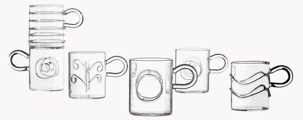 Ručne vyrobené šálky na espresso z borosilikátového skla Deco' Clear, 6 ks