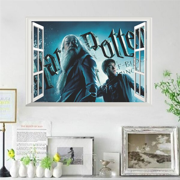 Veselá Stena Samolepka na stenu Harry Potter a Dumbledore v okne