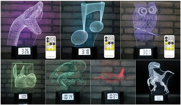 3Dmix 3DL-CLK020 – 3D LED nočná lampa - Pohár pre víťazov (Trofej) (Hodiny s budíkom)
