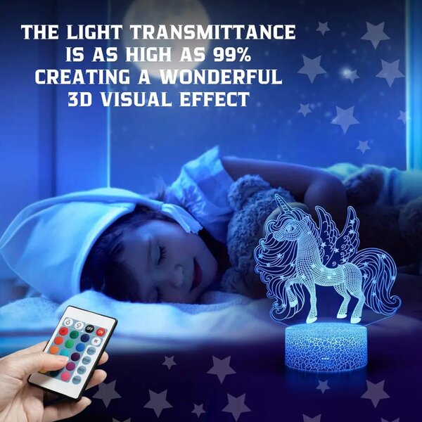 3Dmix 3DL-BTC050 – 3D LED nočná lampa - Jednorožec (Bluetooth reproduktor - farba čierna)