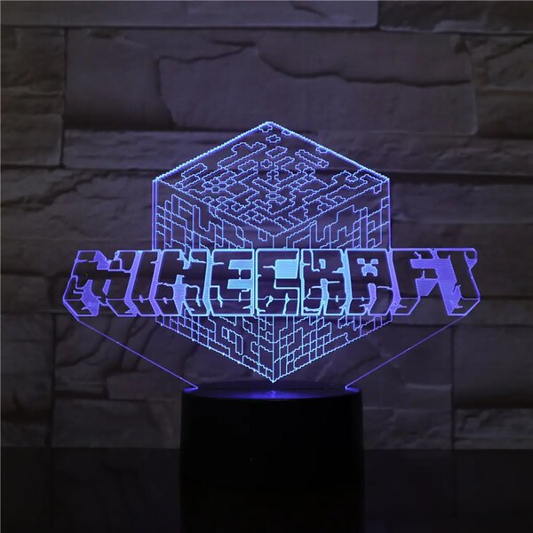 3Dmix 3DL-BTB027 – 3D LED nočná lampa - Minecraft (Bluetooth reproduktor - farba biela)