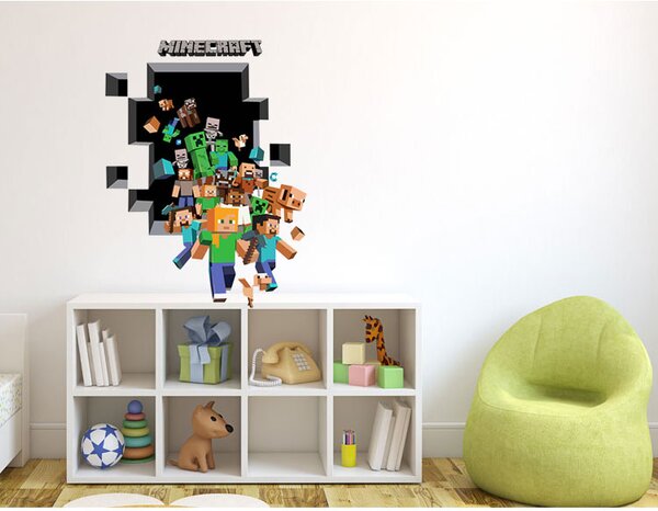 Veselá Stena Samolepka na stenu Minecraft diera