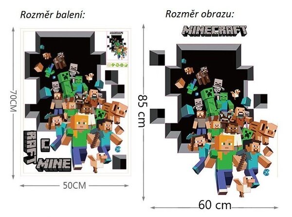 Veselá Stena Samolepka na stenu Minecraft diera