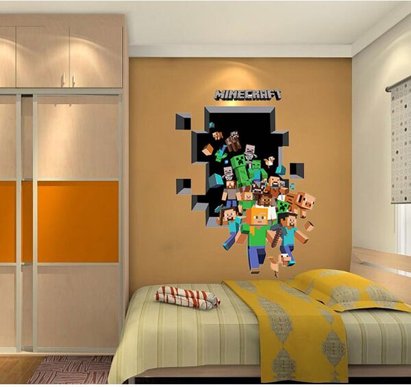 Veselá Stena Samolepka na stenu Minecraft diera