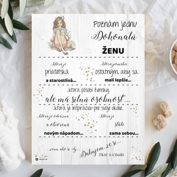 INSPIO - výroba darčekov a dekorácií - Darček pre ženu - Tabuľka s venovaním pre perfektnú frajerku