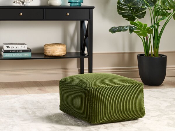 Taburetka tmavozelená menčester 50 x 30 cm bez vzoru štvorcový tvar s odnímateľným poťahom moderný štýl obývačka spálňa