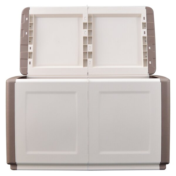 Plastový odkladací box s vekom, 960x570x530 mm, béžový