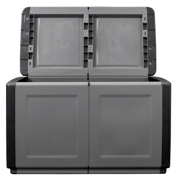 Plastový odkladací box s vekom na náradie, 960x570x530 mm, sivý
