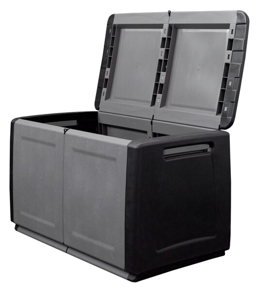 Plastový odkladací box s vekom na náradie, 960x570x530 mm, sivý