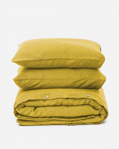 Magic Linen Ľanové obliečky sada (3ks) Moss yellow Veľkosť: 200x220,50x70cm