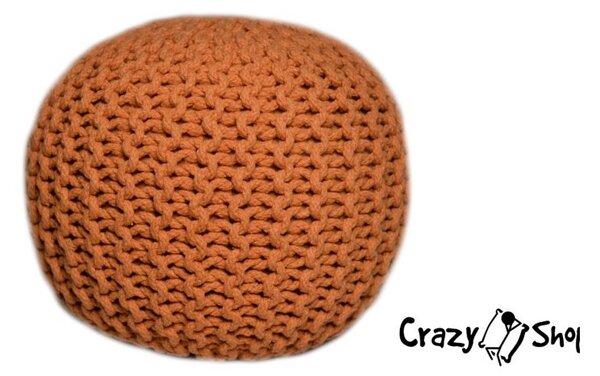 CrazyShop pletený PUF SOLID MINI, oranžová
