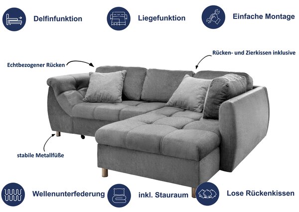 ROZKLADACIA ROHOVÁ SEDAČKA, textil, béžová Livetastic - Online Only obývacie izby, Online Only