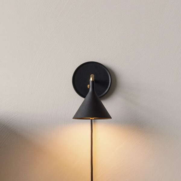 Nástenné Svietidlo Audo Copenhagen, Cast Sconce, stmievateľné, Čierna, Obývacia izba, Hliník, Dizajnový