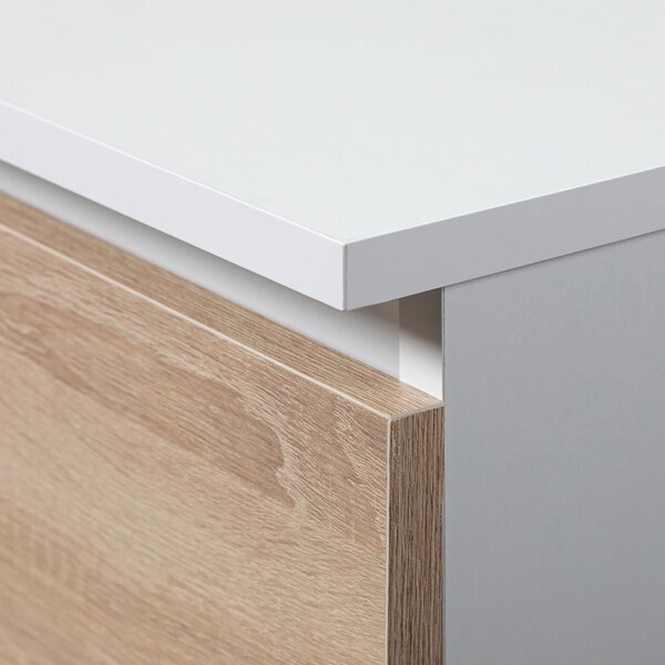 Ak furniture Rohový písací stôl B16 124 cm biely/dub sonoma ľavý