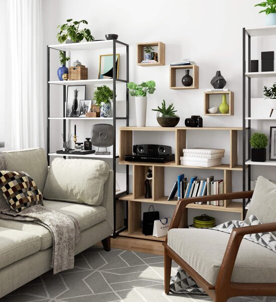 Ak furniture Súprava políc Kika 25x25 cm dub sonoma