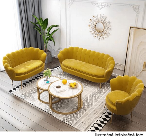 KONDELA Kreslo v štýle Art-deco, horčicová Velvet látka/gold chróm-zlatý, NOBLIN
