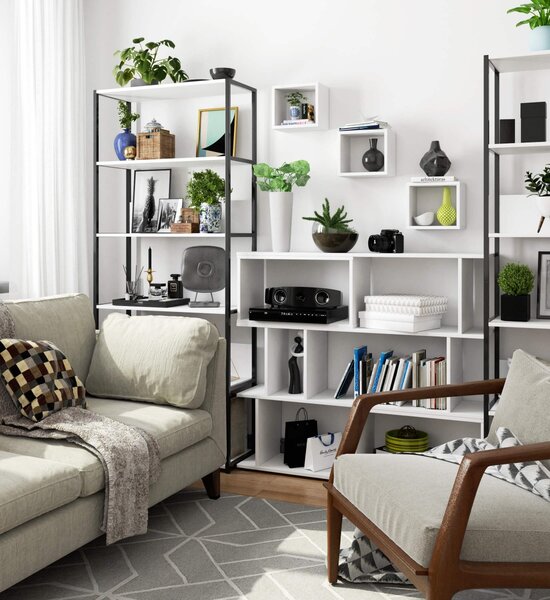Ak furniture Súprava políc Kika 25x25 cm biela