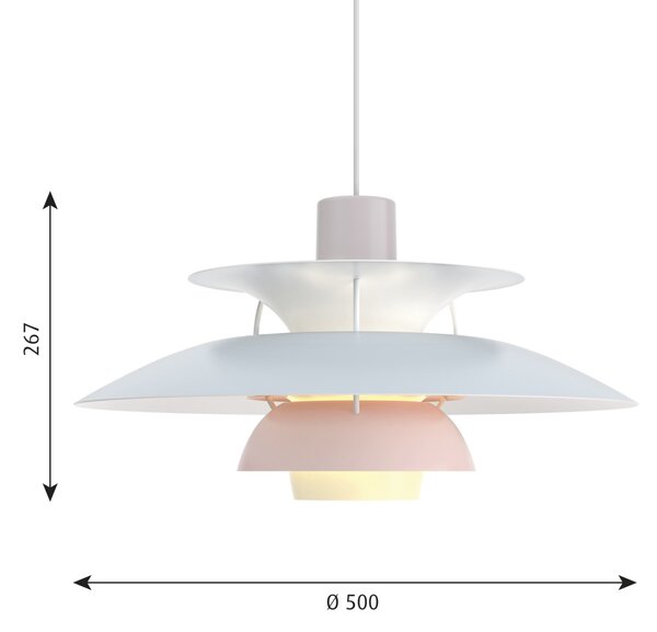 Závesná lampa PH 5 Pastels Oyster blue/Rose