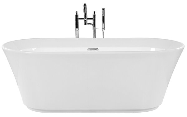 Voľne stojaca vaňa biela strieborná akrylát 170 x 80 cm oválny tvar pre 1 osobu moderný štýl kúpeľňa