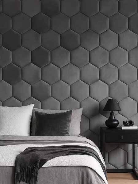 Sinsay - Čalúnené hexagonálne nástenné panely - svetlošedá