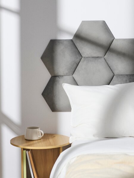 Sinsay - Čalúnené hexagonálne nástenné panely - svetlošedá