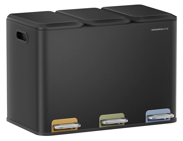 SONGMICS Odpadkový kôš s vekom Bliss 3x15 l čierny