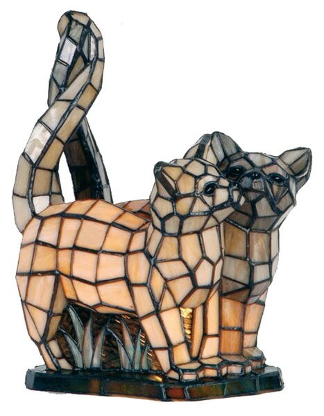 Dekoratívna lampa Tiffany Cat - 36 * 28 cm 1x E14 / max 40w - Clayre & Eef