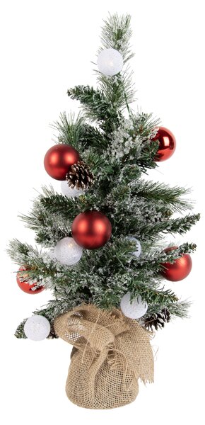 Vianočný stromček biely s červenou farbou 60 cm vrátane LED s časovačom - Jack