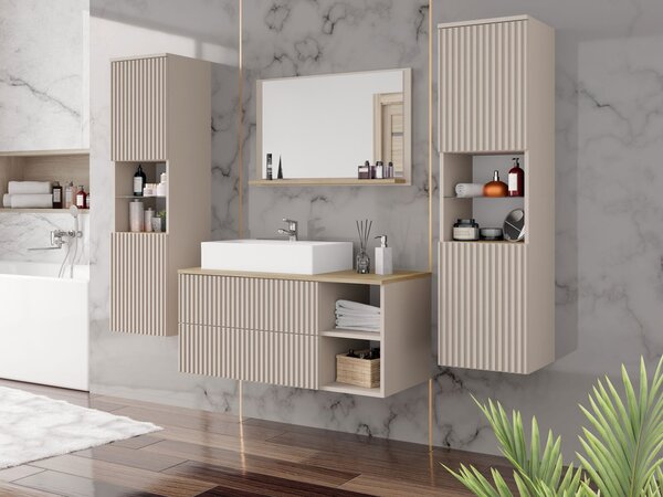 Mirjan24 Kúpeľňová zostava Kiegi Ryfel III, Farby: púštny piesok + púštny piesok / dub cremona, Sifón: bez sifónu, Umývadlo: nie 5903211437922