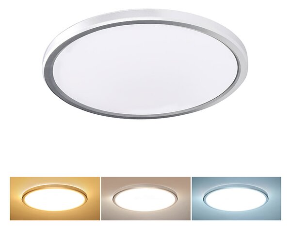 SOLIGHT LED osvetlenie Acate IP54, 24W, 2160lm, 3CCT, 30cm, strieborná