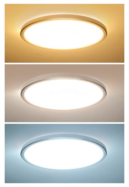 SOLIGHT LED osvetlenie Acate IP54, 24W, 2160lm, 3CCT, 30cm, strieborná