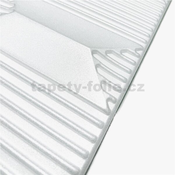 3D panel XPS, cena za kus, rozmer 100 cm x 50 cm, geometrický vzor biely, IMPOL TRADE