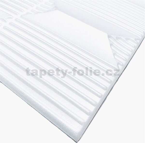3D panel XPS, cena za kus, rozmer 100 cm x 50 cm, geometrický vzor biely, IMPOL TRADE