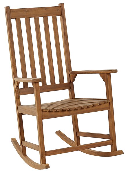 Hojdacie kreslo svetlé akáciové drevo 66 x 77 x 110 cm do interiéru a exteriéru záhrada terasa balkón rustikálny dizajn