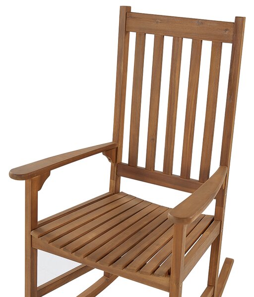 Hojdacie kreslo svetlé akáciové drevo 66 x 77 x 110 cm do interiéru a exteriéru záhrada terasa balkón rustikálny dizajn