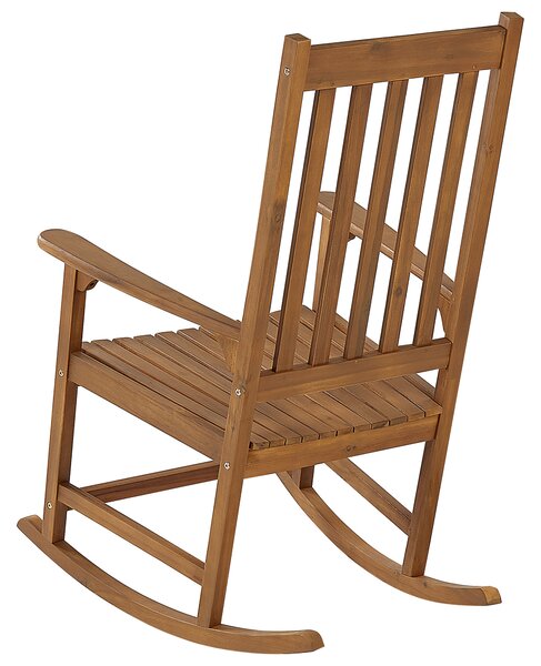 Hojdacie kreslo svetlé akáciové drevo 66 x 77 x 110 cm do interiéru a exteriéru záhrada terasa balkón rustikálny dizajn