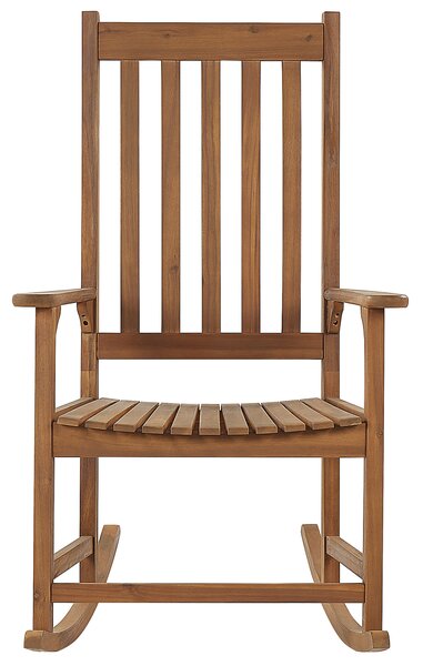 Hojdacie kreslo svetlé akáciové drevo 66 x 77 x 110 cm do interiéru a exteriéru záhrada terasa balkón rustikálny dizajn