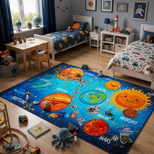 Obsession , Detský kusový koberec Torino kids 230 SOLAR SYSTEM, 80x120, viacfarebná, detská izba