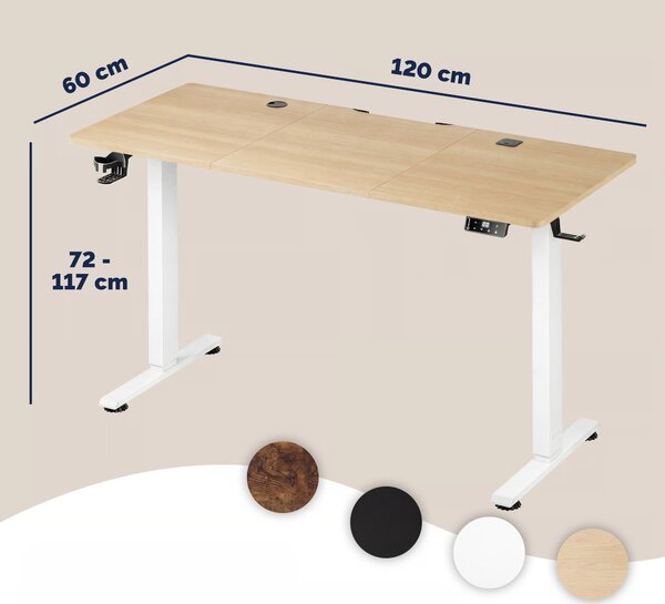 Výškovo nastaviteľný stôl 120x60x117 cm - béžový