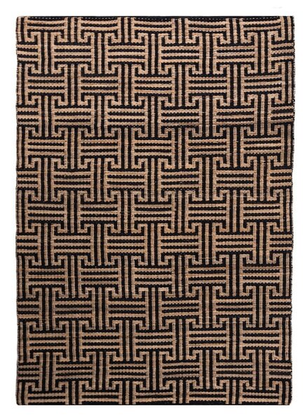 Čierny/v prírodnej farbe ručne tkaný koberec s prímesou juty 200x290 cm Meander Jute – Flair Rugs