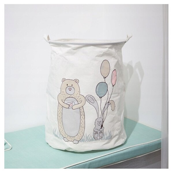 Kôš na hračky a bielizeň s potlačou BEAR 35x45 cm, biely