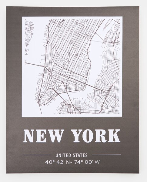 Sinsay - Plagát s motívom mapy New Yorku - čierna
