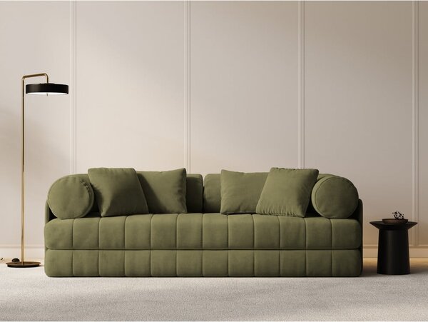 Zelená zamatová rozkladacia pohovka 206 cm Kemi – Cosmopolitan Design