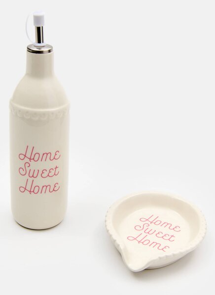 Sinsay - Fľaša na olej s nápisom Home Sweet Home - biela