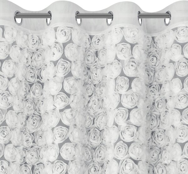 ZÁCLONA NA KRÚŽKOCH EVA MINGE ROSES1 140X250 CM BIELA